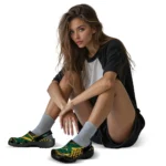 North Dakota State Bison Clogs – Custom Checkered Streaks Green Black 1