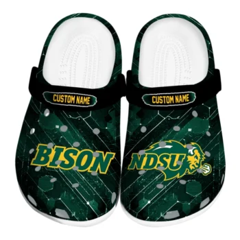 North Dakota State Bison Clogs - Customized Circuit Geometry Green Black