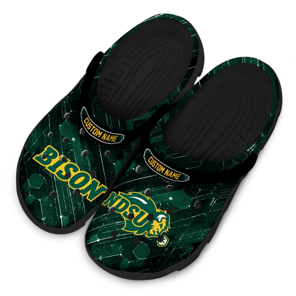 north-dakota-state-bison-clog-customized-circuit-geometry-green-black-latest-model.webp
