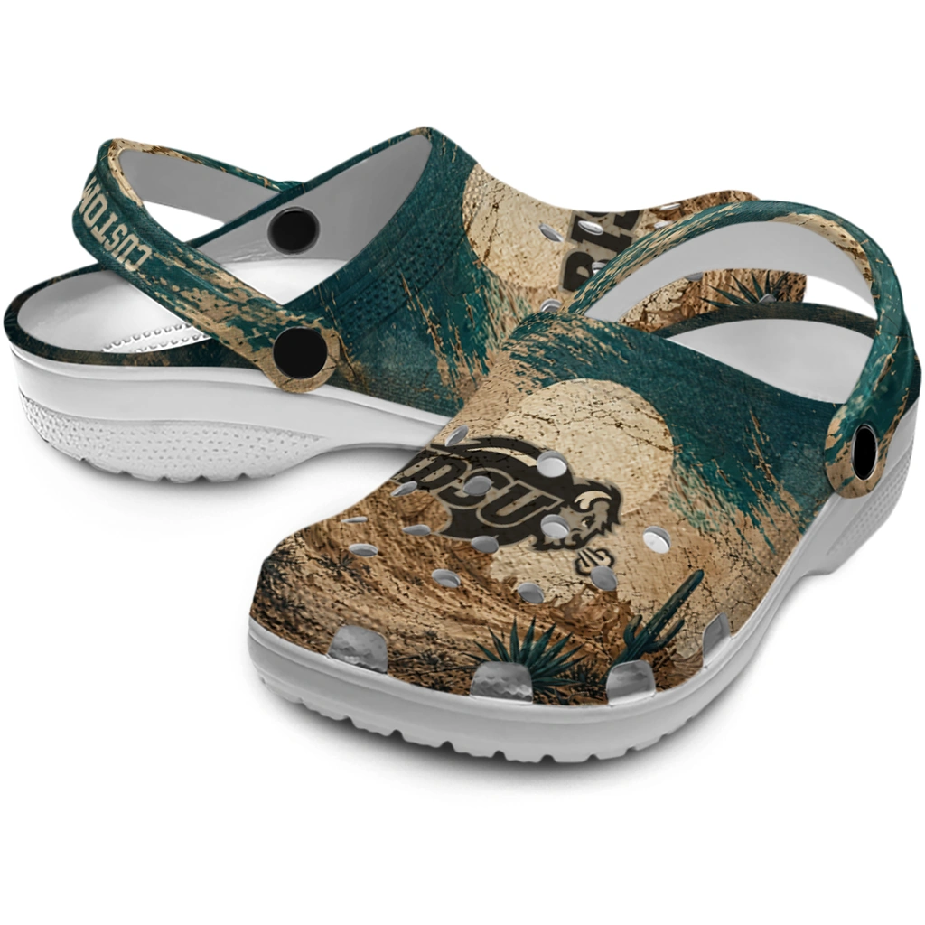 north-dakota-state-bison-clog-customized-cracked-landscape-fir-green-beige-high-quality.webp