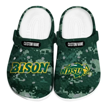 North Dakota State Bison Clogs - Customized Digital Camo Green