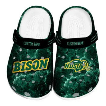 North Dakota State Bison Clogs - Personalized Cracked Energy Green Black