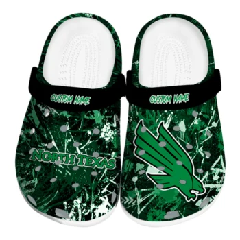 North Texas Mean Green Clogs - Custom Graffiti Burst Green Black