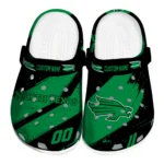 North Texas Mean Green Clogs – Custom Checkered Streaks Green Black 1