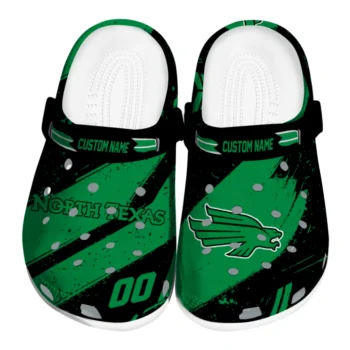 North Texas Mean Green Clogs - Custom Checkered Streaks Green Black