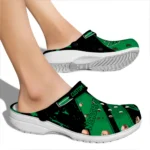 North Texas Mean Green Clogs – Custom Checkered Streaks Green Black 1