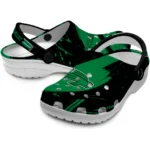 North Texas Mean Green Clogs – Custom Checkered Streaks Green Black 1