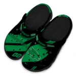 North Texas Mean Green Clogs – Custom Checkered Streaks Green Black 1