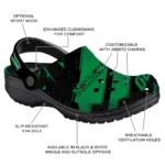 North Texas Mean Green Clogs – Custom Checkered Streaks Green Black 1