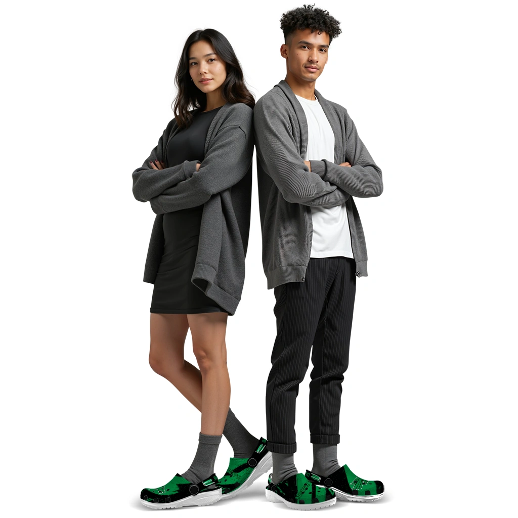 North Texas Mean Green Clogs - Customized Circuit Geometry Green Black 7