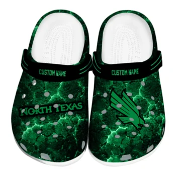 North Texas Mean Green Clogs - Personalized Cracked Energy Green Black