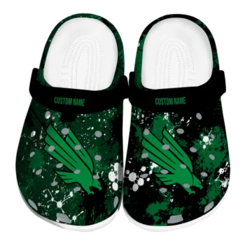 North Texas Mean Green Clogs - Personalized Splatter Splash Green Black