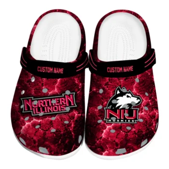 Northern Illinois Huskies Clogs - Custom Cracked Energy Red Black