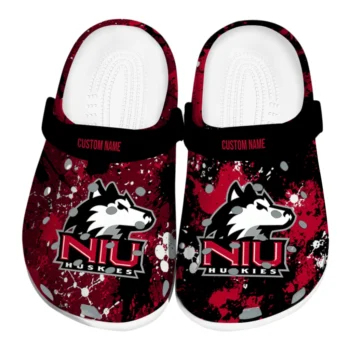 Northern Illinois Huskies Clogs - Custom Splatter Splash Red Black