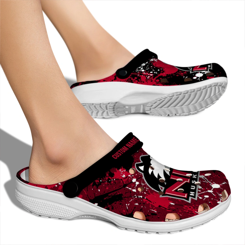 northern-illinois-huskies-clog-custom-splatter-splash-red-black-fashion-forward.webp