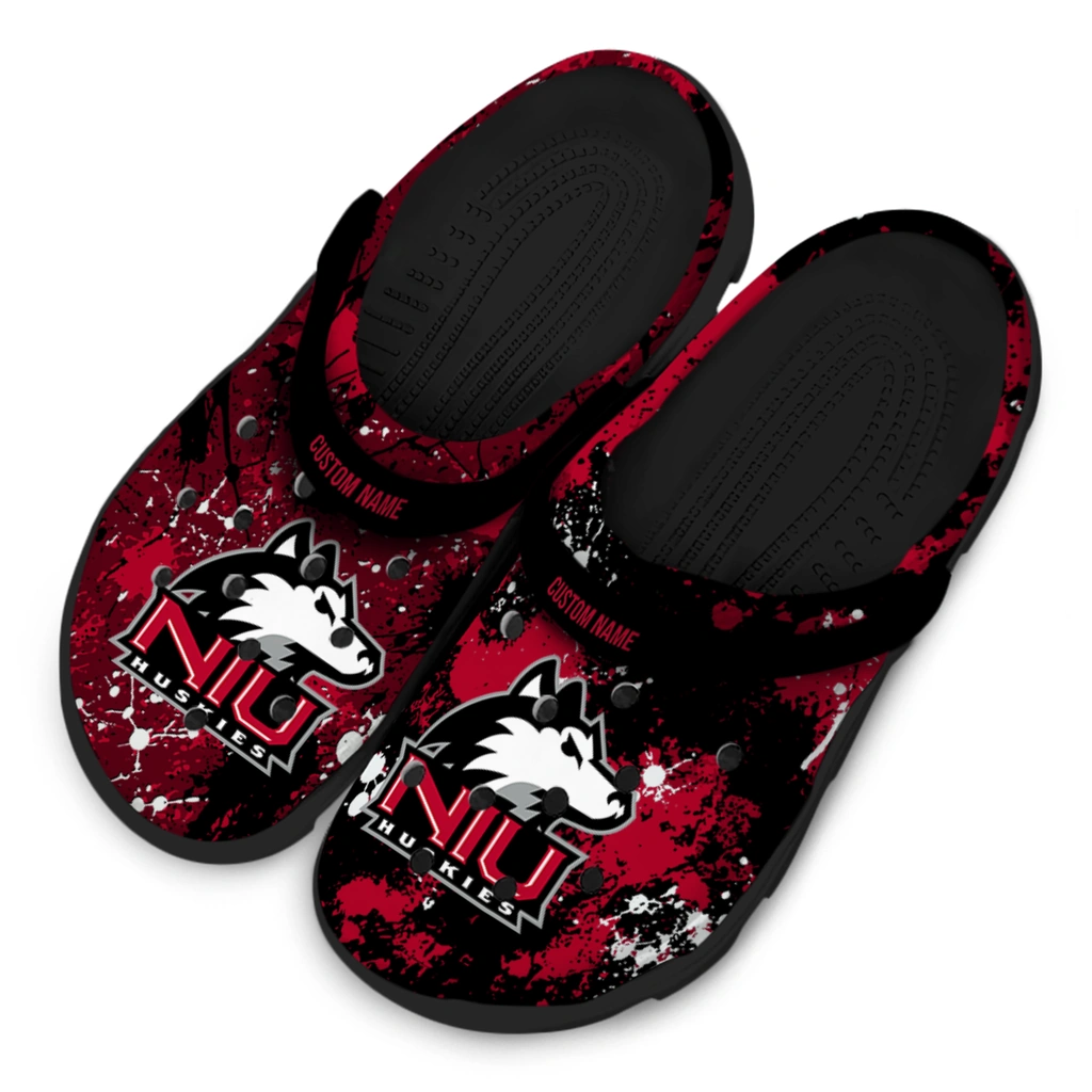 northern-illinois-huskies-clog-custom-splatter-splash-red-black-latest-model.webp