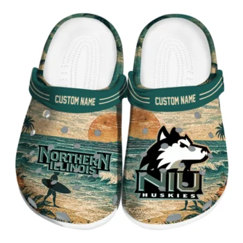 Northern Illinois Huskies Clogs - Custom Wave Scene Fir Green