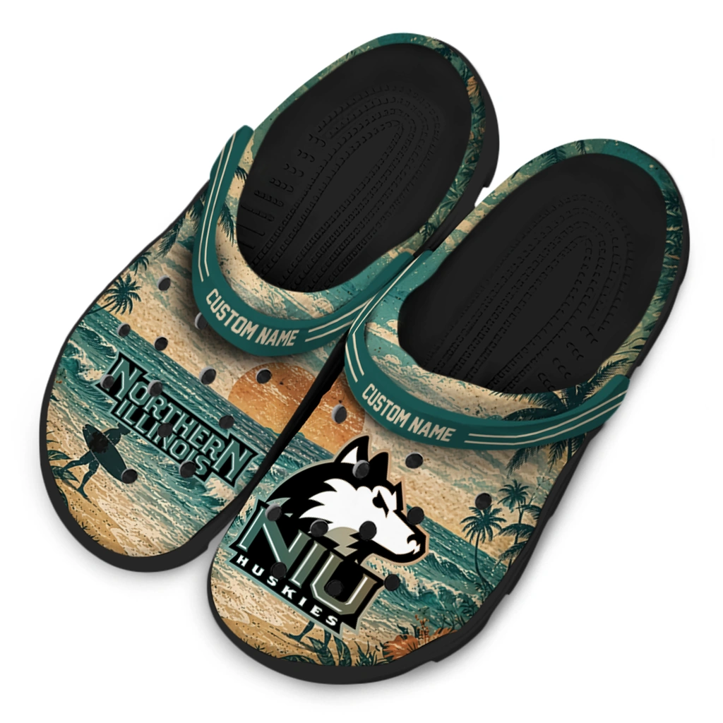northern-illinois-huskies-clog-custom-wave-scene-fir-green-latest-model.webp