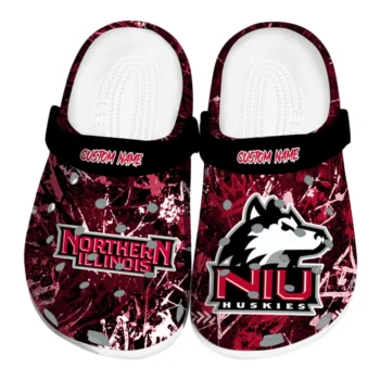 Northern Illinois Huskies Clogs - Customized Graffiti Burst Red Black