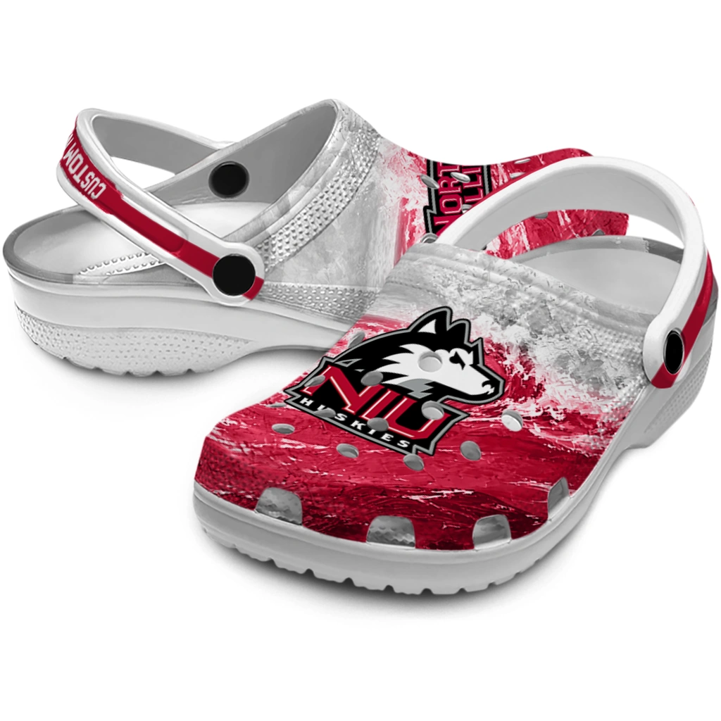 northern-illinois-huskies-clog-customized-wave-swirl-red-white-high-quality.webp