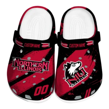 Northern Illinois Huskies Clogs - Customized Checkered Streaks Red Black