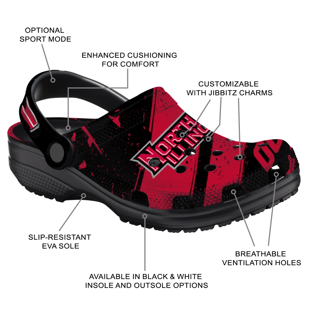 Northern Illinois Huskies Clogs - Personalized Circuit Geometry Red Black 5