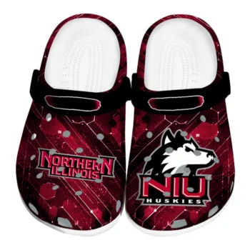 Northern Illinois Huskies Clogs - Personalized Circuit Geometry Red Black