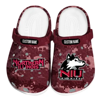Northern Illinois Huskies Clogs - Personalized Digital Camo Red