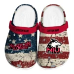 Northern Illinois Huskies Clogs - Personalized Distressed Stripes Red Blue 1 northern-illinois-huskies-clog-personalized-distressed-stripes-red-blue-best-selling.webp