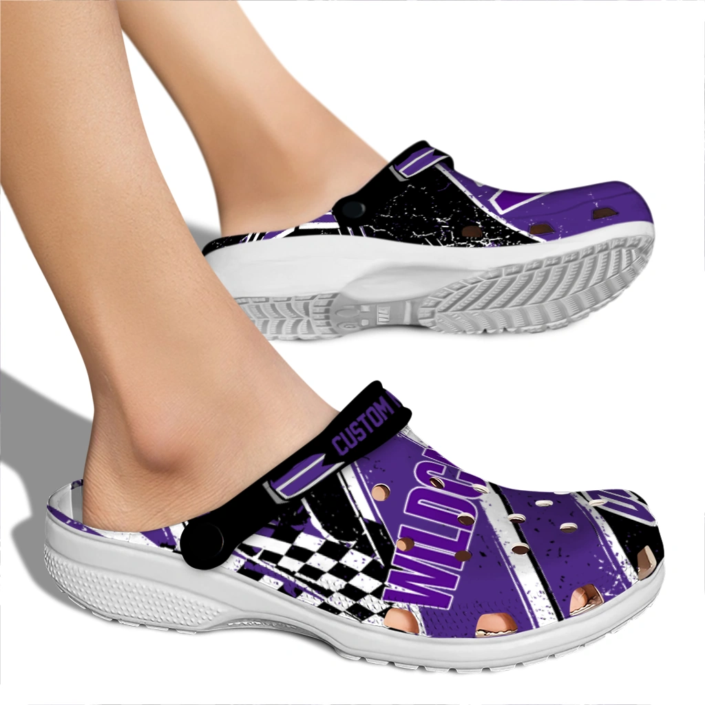 Northwestern Wildcats Clogs - Custom Circuit Geometry Purple Black 2