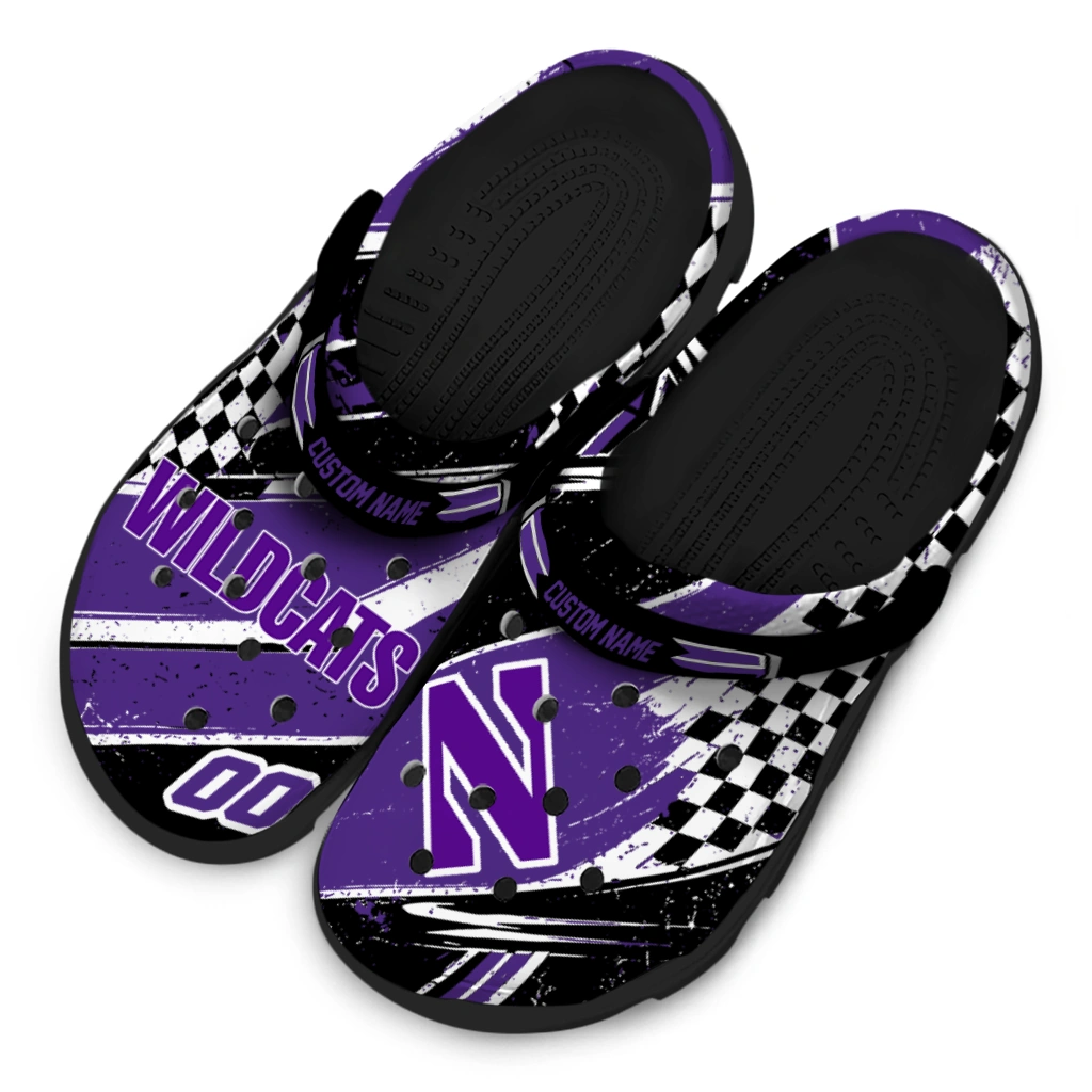 Northwestern Wildcats Clogs - Custom Circuit Geometry Purple Black 4