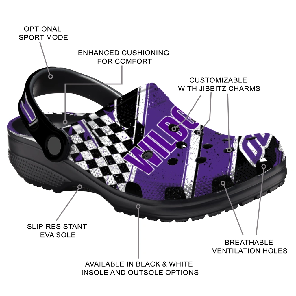 Northwestern Wildcats Clogs - Custom Circuit Geometry Purple Black 5
