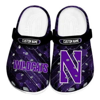 Northwestern Wildcats Clogs - Custom Circuit Geometry Purple Black
