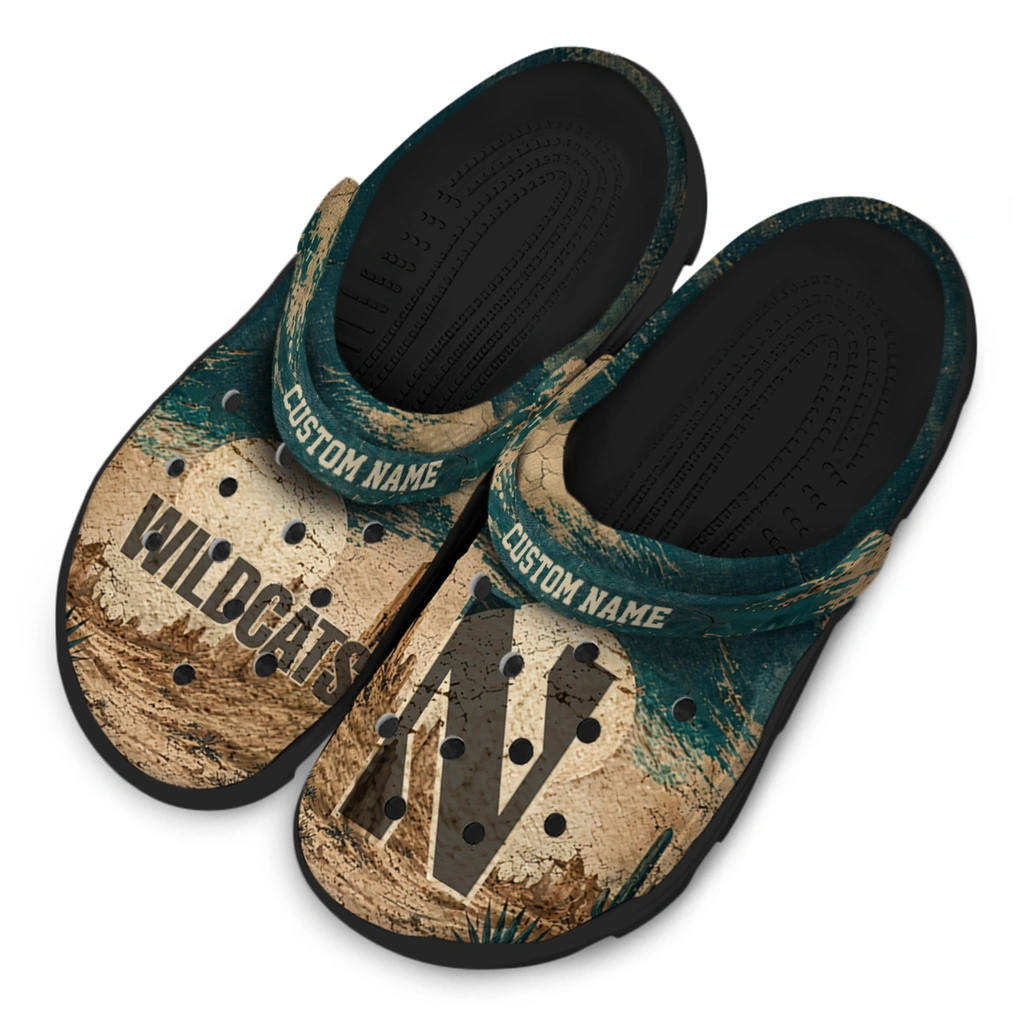 northwestern-wildcats-clog-custom-cracked-landscape-fir-green-beige-latest-model.webp