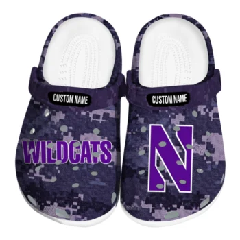 Northwestern Wildcats Clogs - Custom Digital Camo Purple