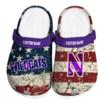 northwestern-wildcats-clog-custom-distressed-stripes-purple-red-blue-best-selling.webp