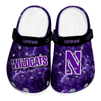 Northwestern Wildcats Clogs - Customized Cracked Energy Purple Black