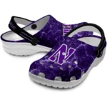 northwestern-wildcats-clog-customized-cracked-energy-purple-black-best-selling.webp