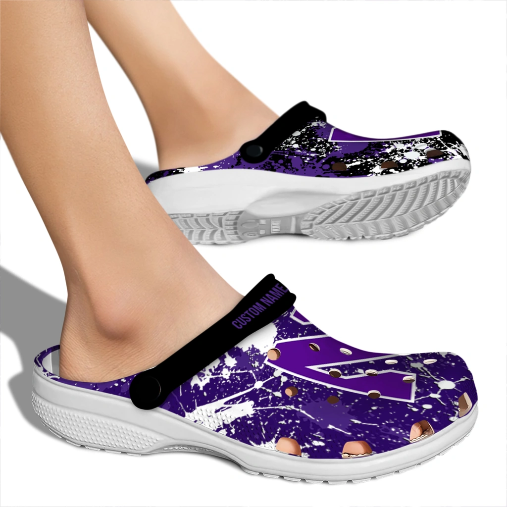 northwestern-wildcats-clog-customized-splatter-splash-purple-black-fashion-forward.webp