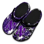 northwestern-wildcats-clog-customized-splatter-splash-purple-black-best-selling.webp