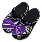 northwestern-wildcats-clog-personalized-checkered-streaks-purple-black-best-selling.webp