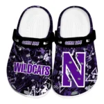 northwestern-wildcats-clog-personalized-graffiti-burst-purple-black-best-selling.webp