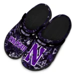 northwestern-wildcats-clog-personalized-graffiti-burst-purple-black-best-selling.webp