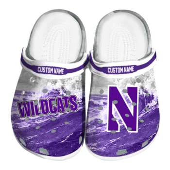 Northwestern Wildcats Clogs - Personalized Wave Swirl Purple White