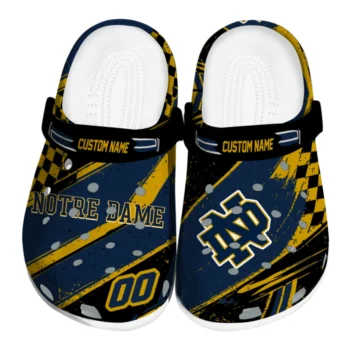 Notre Dame Fighting Irish Clogs - Custom Checkered Streaks Navy Black