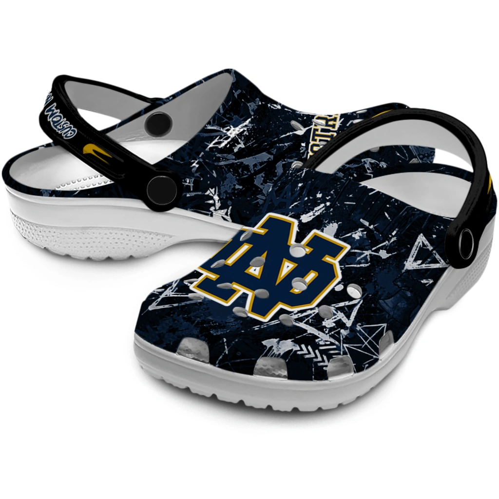notre-dame-fighting-irish-clog-custom-graffiti-burst-navy-black-high-quality.webp