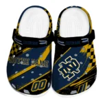 Notre Dame Fighting Irish Clogs - Custom Checkered Streaks Navy Black 1 Notre Dame Fighting Irish Clogs – Custom Checkered Streaks Navy Black 1