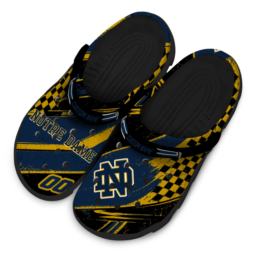 Notre Dame Fighting Irish Clogs - Custom Checkered Streaks Navy Black 4