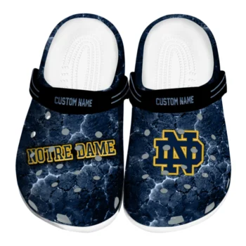 Notre Dame Fighting Irish Clogs - Personalized Cracked Energy Navy Black