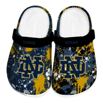 Notre Dame Fighting Irish Clogs - Personalized Splatter Splash Navy Black